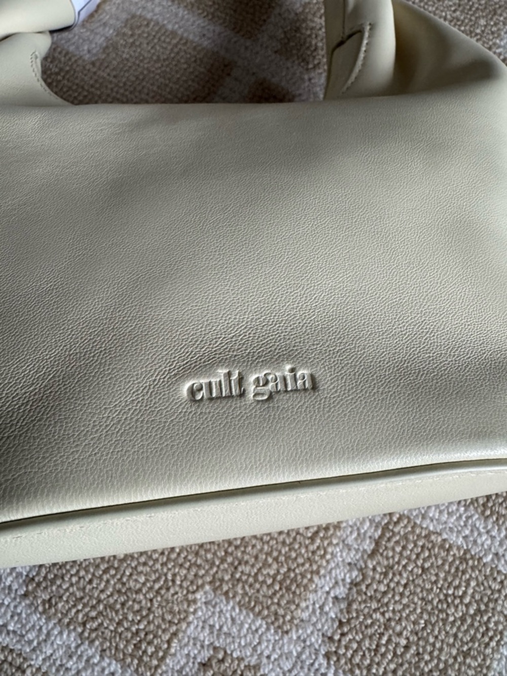 Cult Gaia Meerah Top Handle Bag Sculptural Gold Handle Butter Yellow Leather OS - Picture 10 of 13